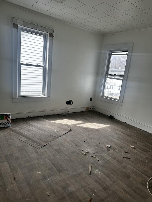 unfurnished room with wood finished floors