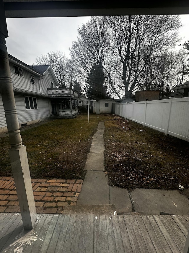 view of yard with a fenced backyard