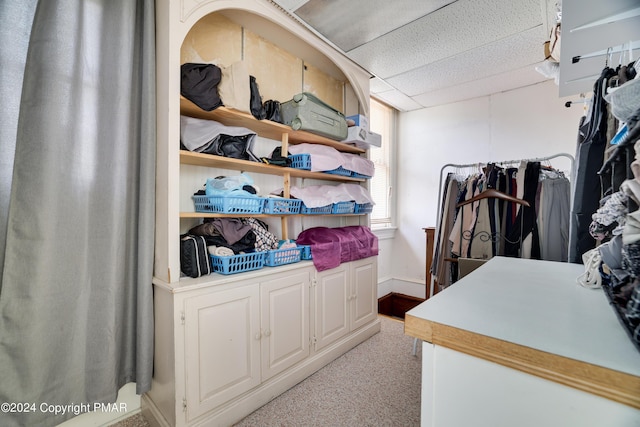 spacious closet featuring a paneled ceiling