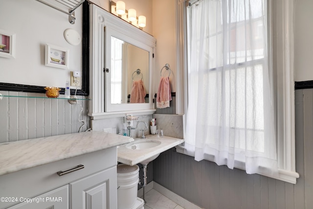 bathroom with a sink and a wealth of natural light