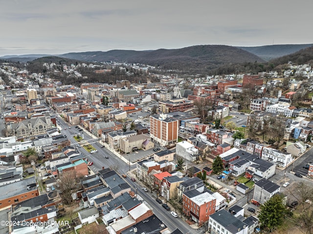 aerial view with a mountain view