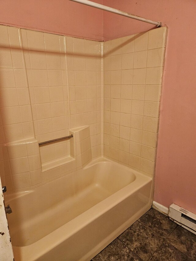 1405 Donalds Rd, Effort, PA 18330 - full bath featuring a baseboard radiator, baseboards, and shower / tub combination