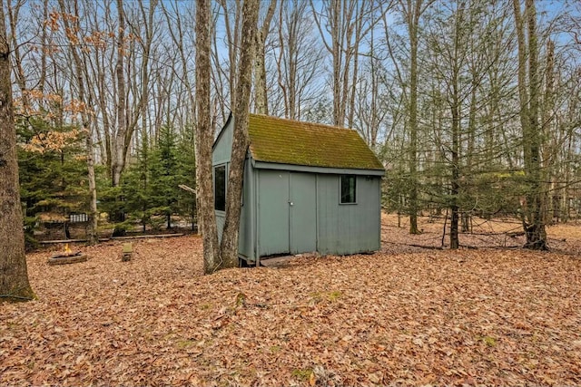 view of shed