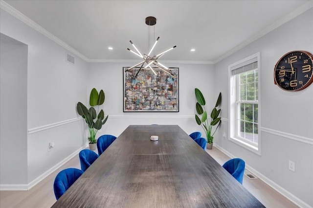 3336 Buck Run, Tobyhanna, PA 18466 - dining area featuring a chandelier, recessed lighting, and ornamental molding