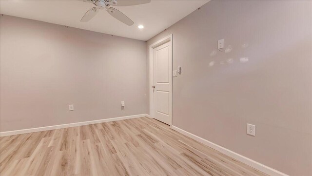 2705 W Gordon St, Allentown, PA 18104 - spare room featuring ceiling fan, light wood-style floors, and recessed lighting