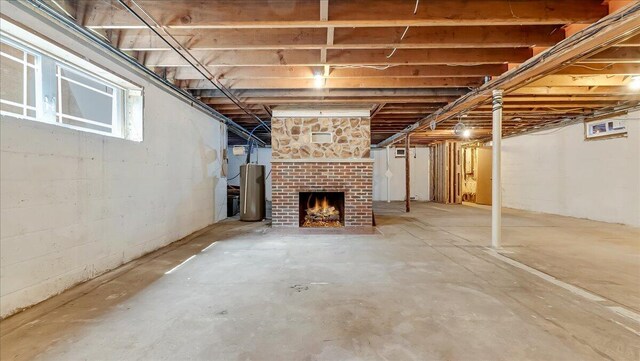 2705 W Gordon St, Allentown, PA 18104 - below grade area with a fireplace and gas water heater