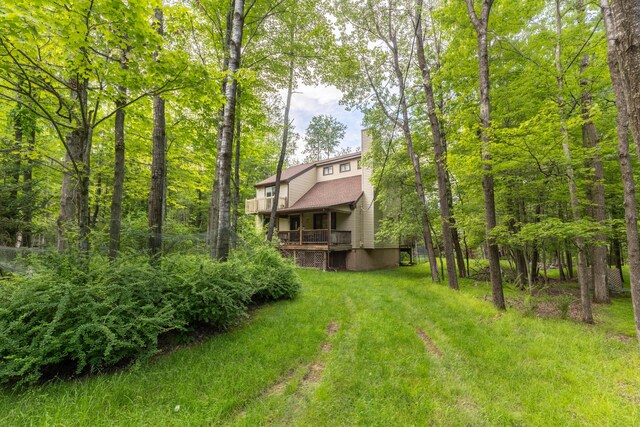 88 Wild Turkey Cir, Lake Ariel, PA 18436 - view of grassy yard featuring a deck