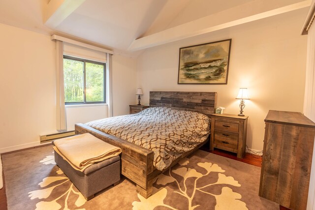 88 Wild Turkey Cir, Lake Ariel, PA 18436 - bedroom featuring a baseboard radiator and vaulted ceiling