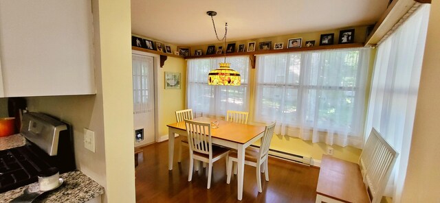 210 Dover Dr, Bushkill, PA 18324 - dining room with a baseboard radiator and wood finished floors