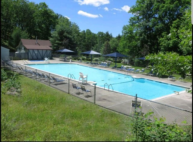 210 Dover Dr, Bushkill, PA 18324 - community pool with a patio area