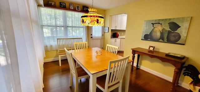 210 Dover Dr, Bushkill, PA 18324 - dining space featuring dark wood-type flooring and baseboards