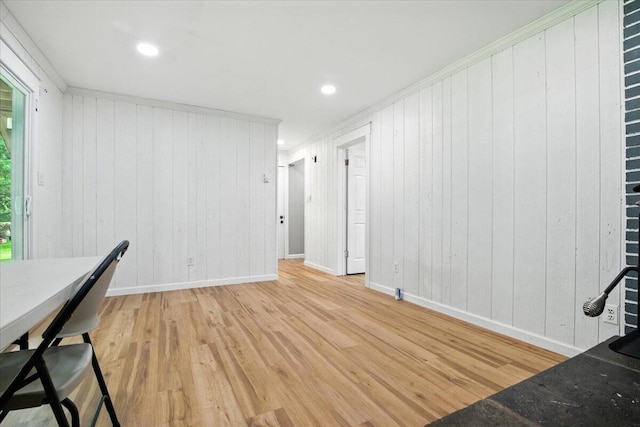 52 Bull Pine Rd, East Stroudsburg, PA 18301 - unfurnished office with light wood-style flooring, wooden walls, and recessed lighting