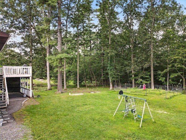 52 Bull Pine Rd, East Stroudsburg, PA 18301 - view of yard with stairway and a deck