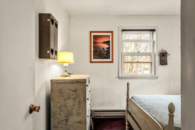 bedroom with baseboard heating