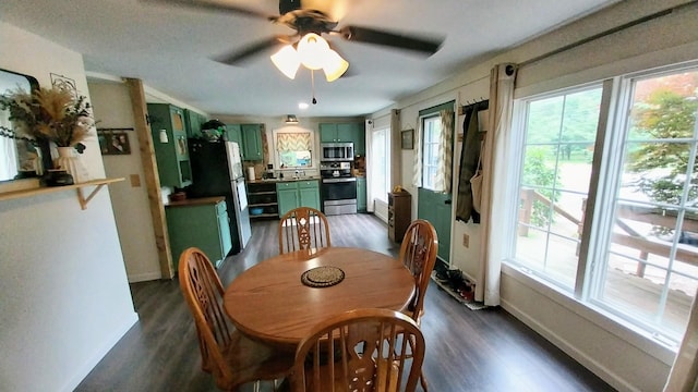 2314 Long Pond Rd, Long Pond, PA 18334 - dining room featuring dark wood-type flooring and a ceiling fan