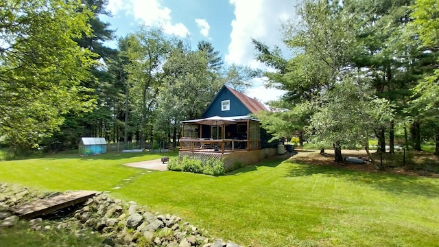 2314 Long Pond Rd, Long Pond, PA 18334 - view of grassy yard with a wooden deck and a shed