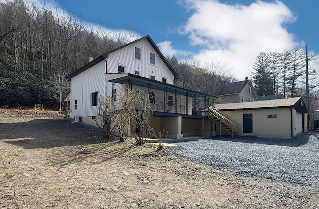 90 Packerton Dam Dr, Lehighton, PA 18235 - back of house featuring an outdoor structure and stairs