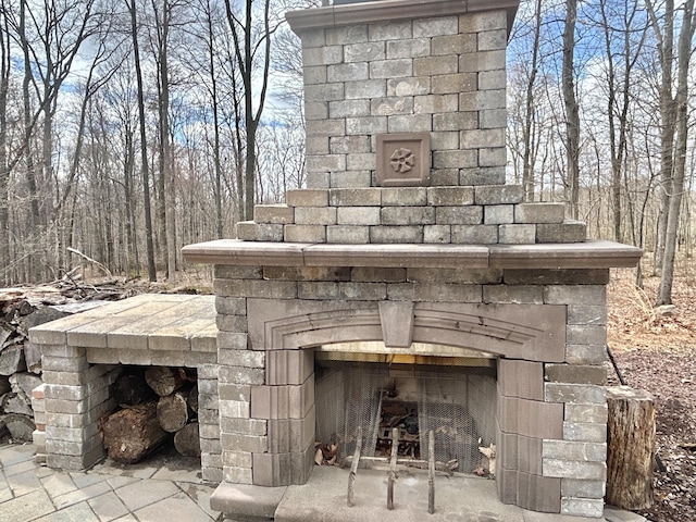 565 Ridge Rd, Bangor, PA 18013 - exterior details featuring an outdoor brick fireplace