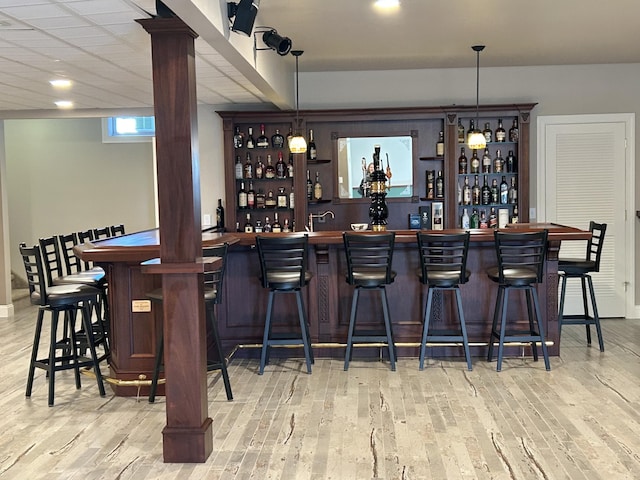 565 Ridge Rd, Bangor, PA 18013 - bar featuring decorative light fixtures, wood finished floors, and bar area