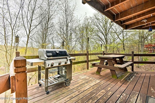 deck with a grill