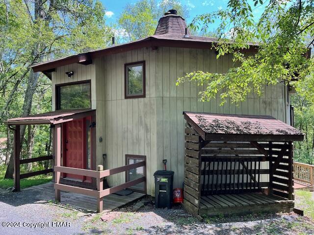 exterior space featuring a chimney