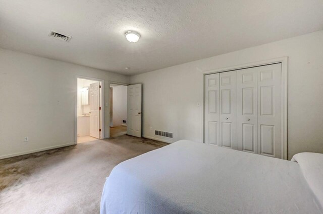 1162 Colt Ln, Pocono Summit, PA 18346 - carpeted bedroom with a textured ceiling, a closet, and ensuite bath