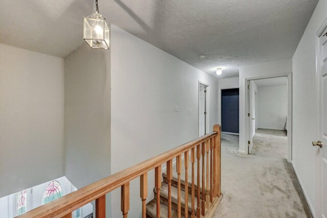 1162 Colt Ln, Pocono Summit, PA 18346 - hallway featuring light carpet, an upstairs landing, and a textured ceiling