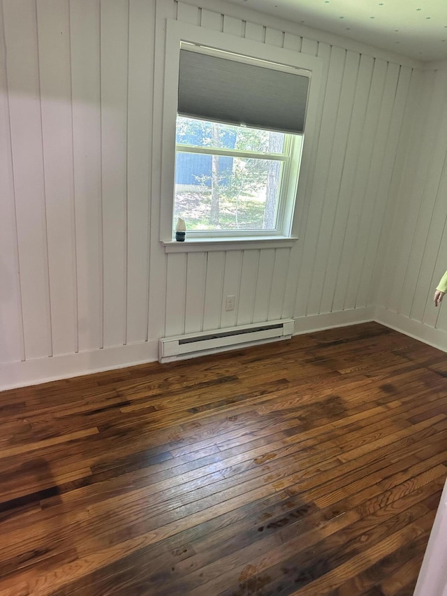 4932 Pine Ridge Dr W, Bushkill, PA 18324 - spare room featuring dark wood-style floors and baseboard heating