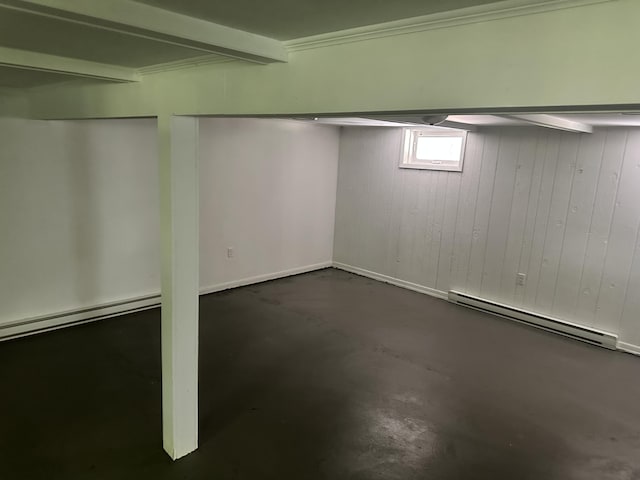 4932 Pine Ridge Dr W, Bushkill, PA 18324 - basement featuring baseboard heating and a baseboard radiator