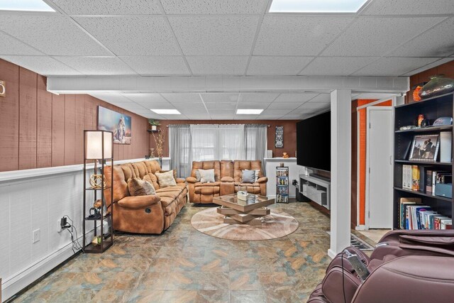 3315 Aspen Rd, Kunkletown, PA 18058 - living area featuring a drop ceiling and wood walls