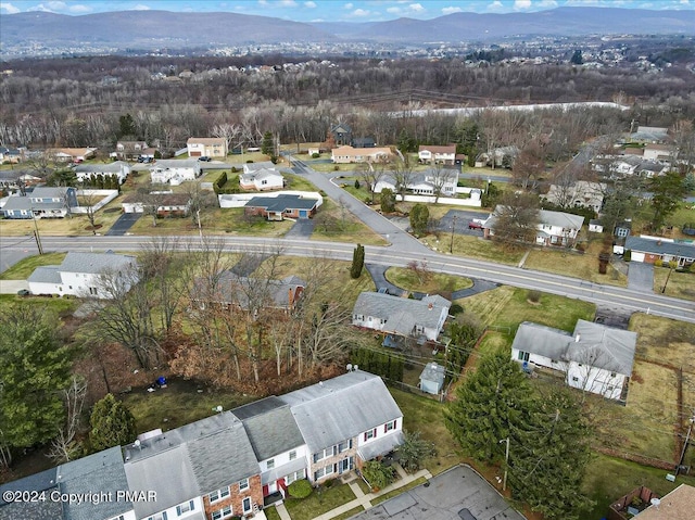 birds eye view of property with a residential view and a mountain view