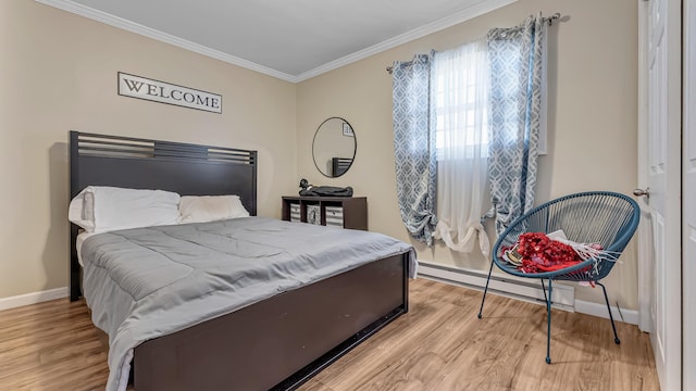 9148 Brandywine Dr, Tobyhanna, PA 18466 - bedroom featuring ornamental molding, baseboard heating, wood finished floors, and baseboards