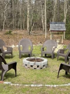 6322 Laurel Rd, Pocono Summit, PA 18346 - snow covered rear of property featuring outdoor dining space