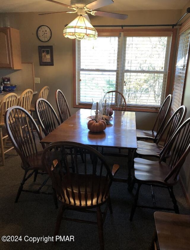 dining area with ceiling fan