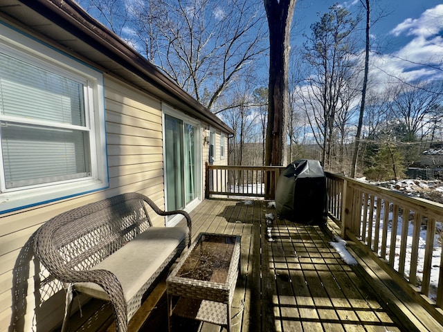 deck featuring grilling area