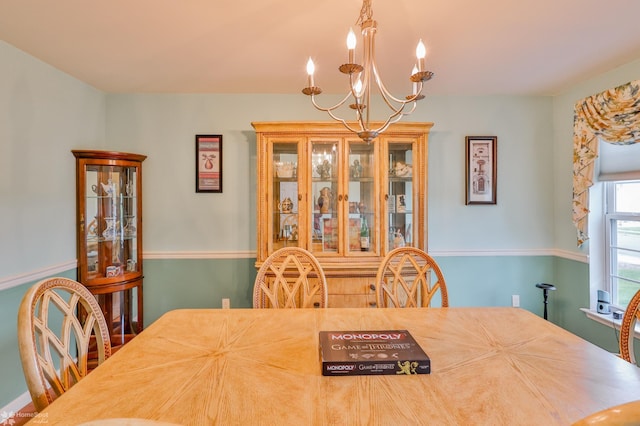 dining area with a chandelier