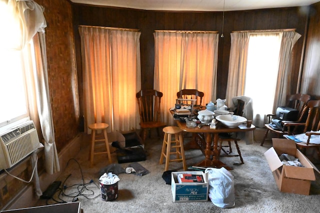 595 N Courtland St, East Stroudsburg, PA 18301 - carpeted dining space with wooden walls