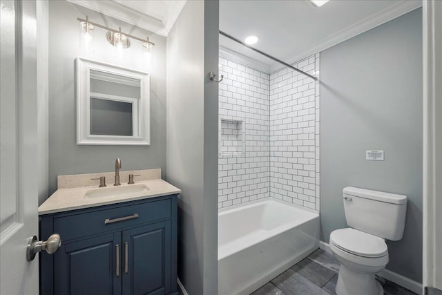 1572 Gardner Rd, Stroudsburg, PA 18360 - bathroom featuring crown molding, vanity, and shower / washtub combination