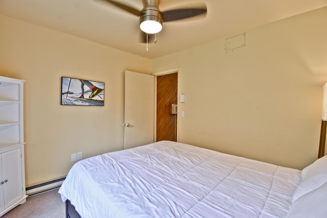594 Sullivan Trl, Long Pond, PA 18334 - bedroom with baseboard heating, carpet, and a ceiling fan