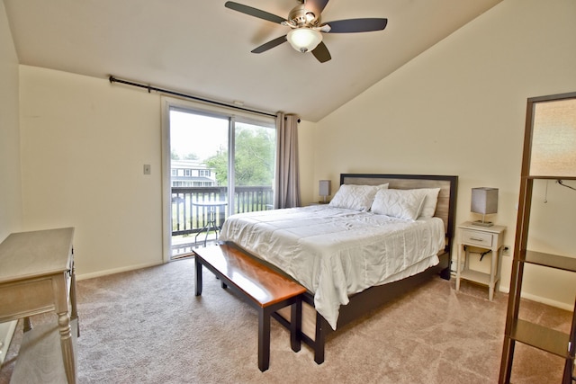 594 Sullivan Trl, Long Pond, PA 18334 - bedroom with access to outside, carpet flooring, vaulted ceiling, and a ceiling fan