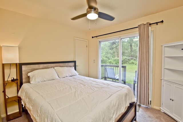 594 Sullivan Trl, Long Pond, PA 18334 - carpeted bedroom with access to exterior and a ceiling fan