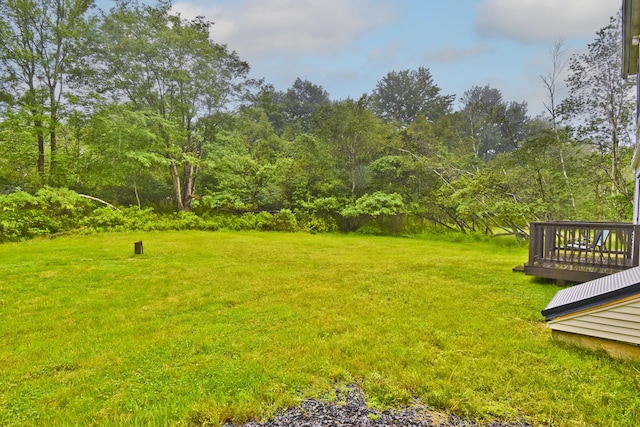 594 Sullivan Trl, Long Pond, PA 18334 - view of grassy yard with a wooden deck