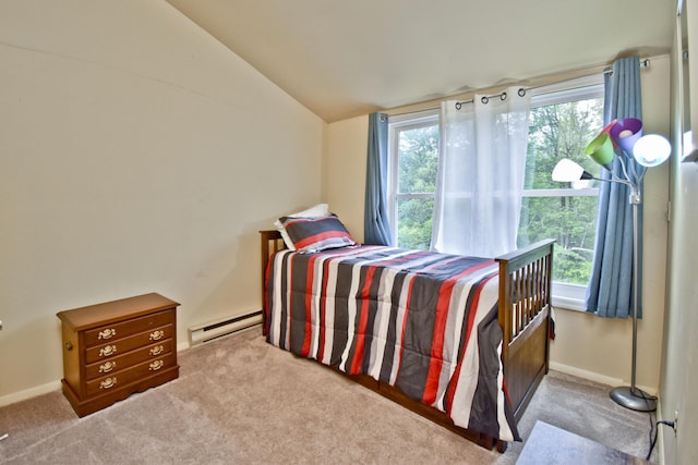 594 Sullivan Trl, Long Pond, PA 18334 - carpeted bedroom with baseboard heating and vaulted ceiling