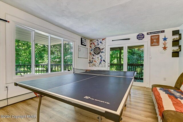 188 Olde Schoolhouse Rd, Cresco, PA 18326 - rec room featuring plenty of natural light, wood finished floors, and a textured ceiling