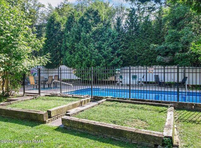 188 Olde Schoolhouse Rd, Cresco, PA 18326 - view of swimming pool with a fenced in pool, a yard, and fence
