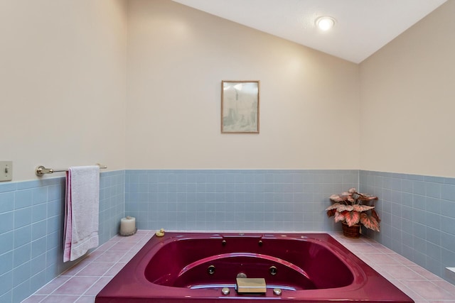 2173 Tuscarora Dr, Pocono Lake, PA 18347 - bathroom with a tub with jets and lofted ceiling