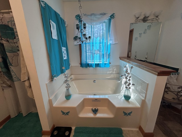 full bathroom featuring a garden tub