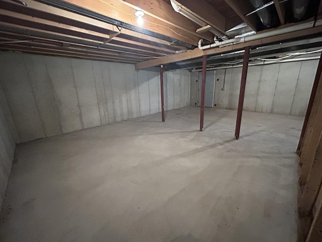 view of unfinished basement