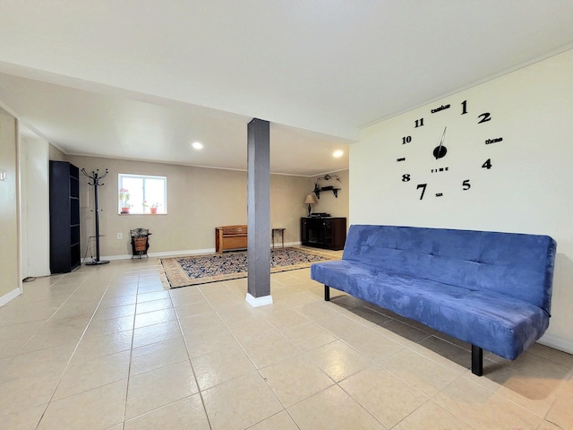 1025 Cricket Ln, Long Pond, PA 18334 - sitting room featuring light tile patterned floors, crown molding, and recessed lighting