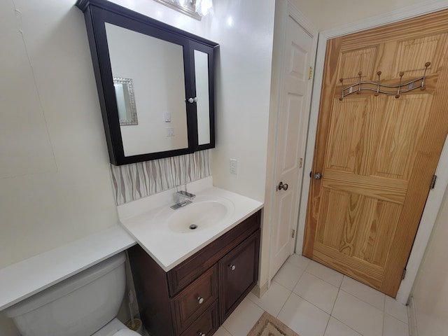 1025 Cricket Ln, Long Pond, PA 18334 - half bathroom featuring vanity and tile patterned flooring